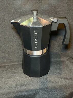 GROSCHE Milano Moka pot, Stovetop Espresso maker percolator (Black, 9 Cup)
